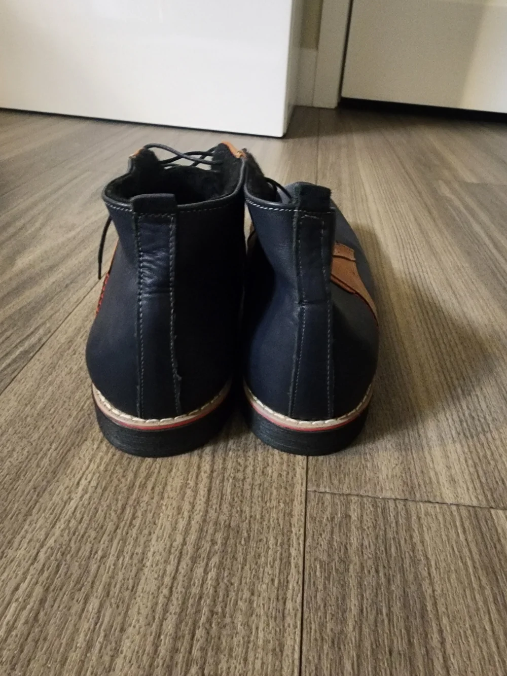 Men's Two-Tone Navy and Tan Leather Chukka Boots